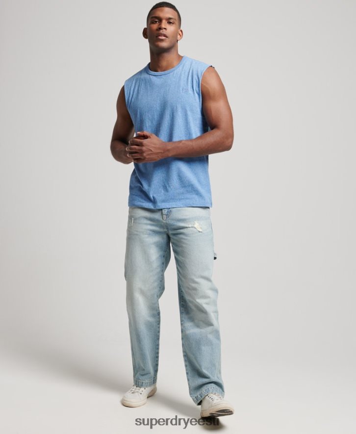 Superdry mehed orgaanilisest puuvillast vintage logoga tikitud paak B2LT41451 Riietus sinine