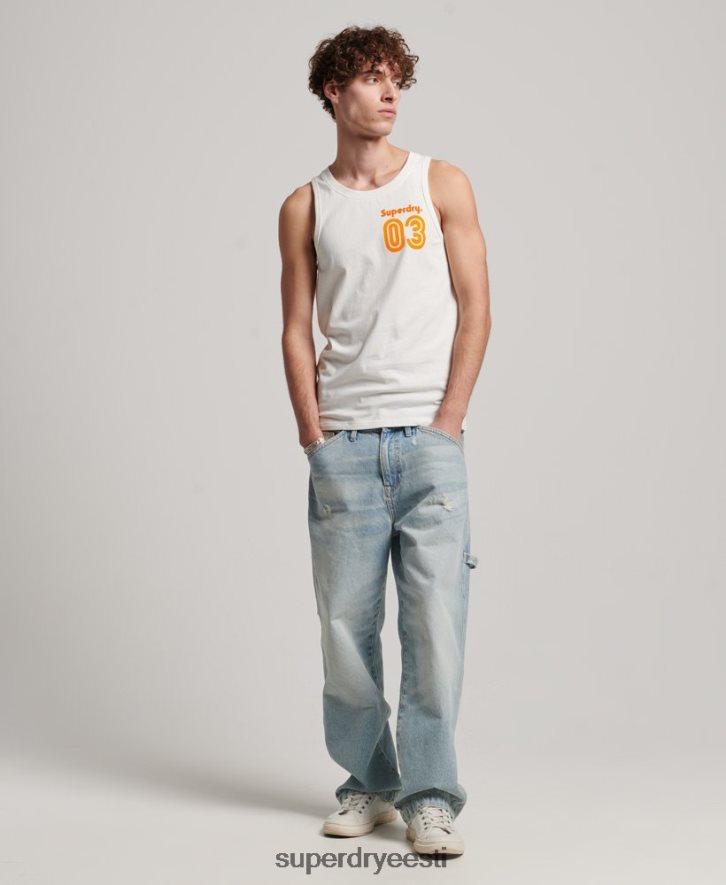 Superdry mehed vintage maastiku klassikaline vesti top B2LT41526 Riietus valge