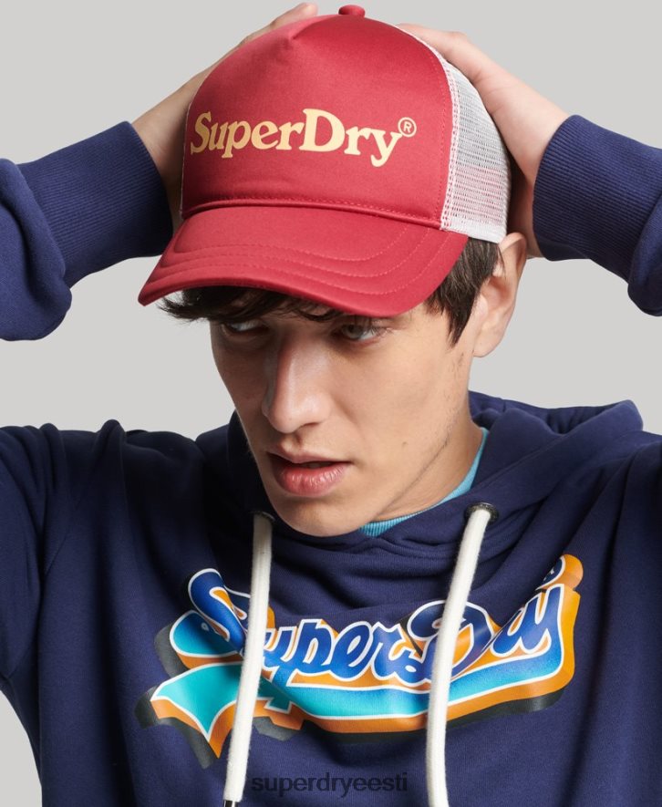 Superdry mehed vintage graafiline autojuhi müts B2LT46367 tarvikud punane