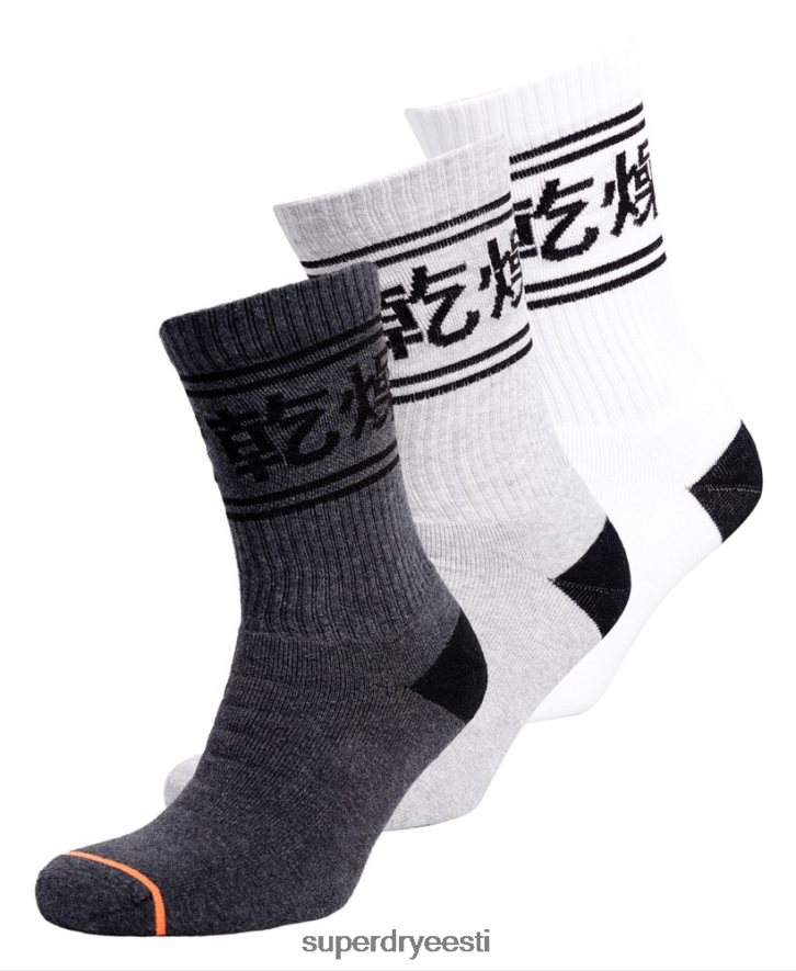 Superdry mehed orgaanilisest puuvillast trofee-sokkide kolmekordne pakk B2LT41882 tarvikud tumehall