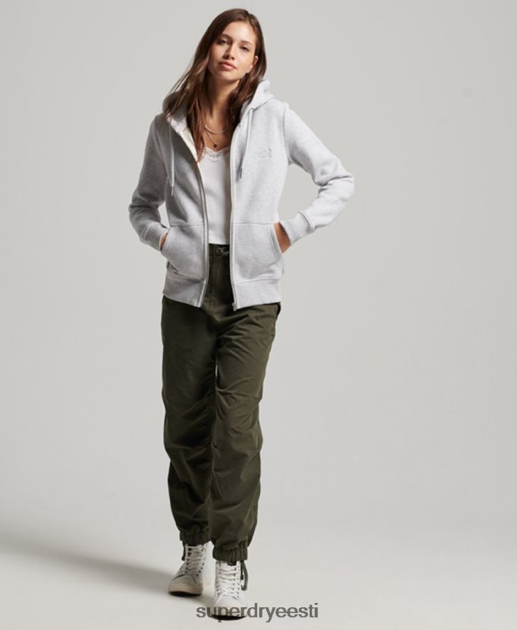 Superdry naised vintage logoga tikitud lukuga kapuuts B2LT43274 Riietus helehall