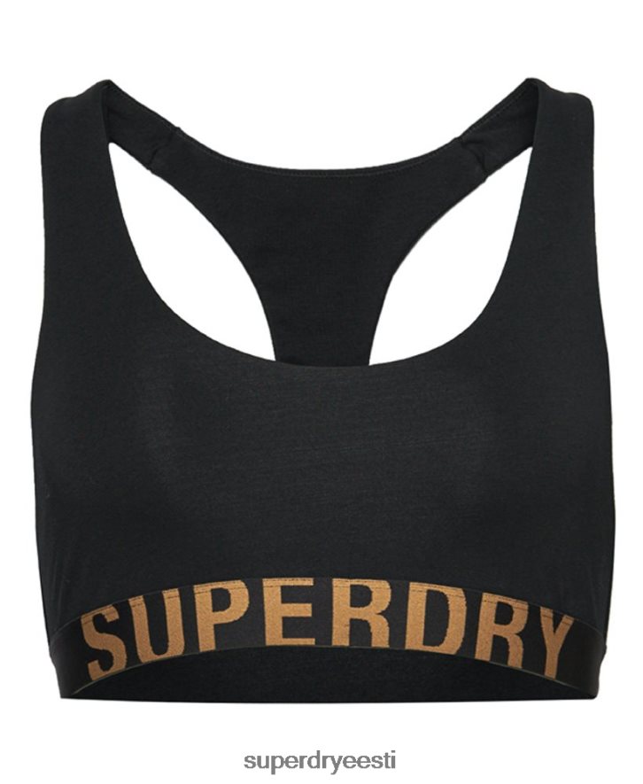 Superdry naised orgaanilisest puuvillast suure logoga crop bralette B2LT46565 Riietus must