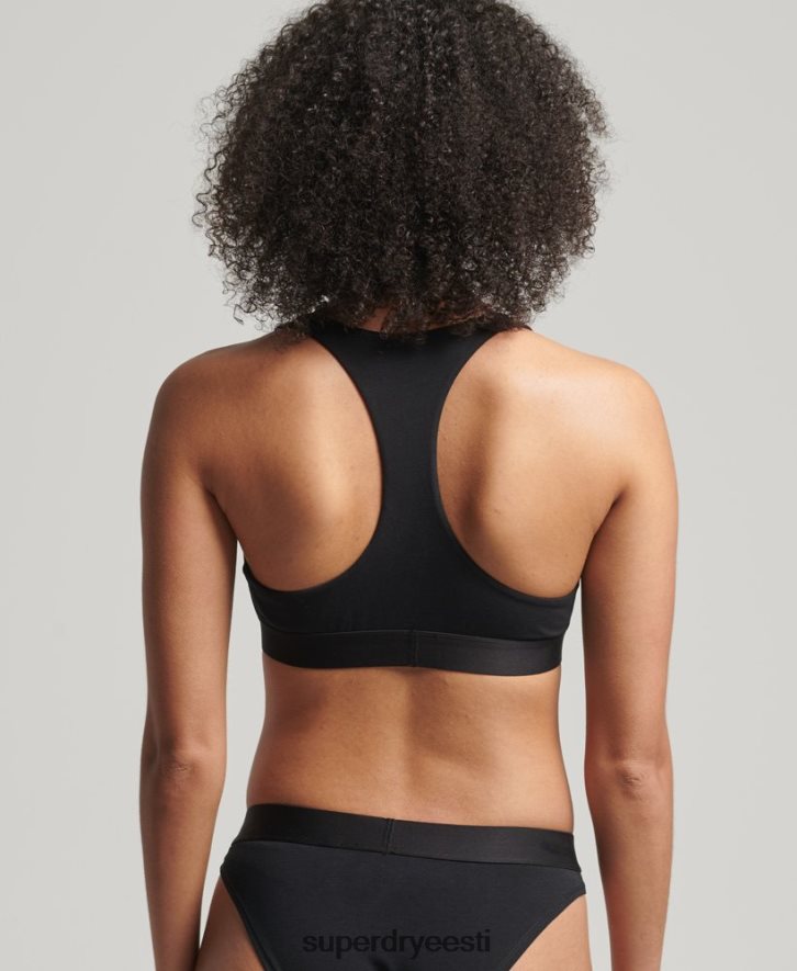 Superdry naised orgaanilisest puuvillast suure logoga crop bralette B2LT46565 Riietus must