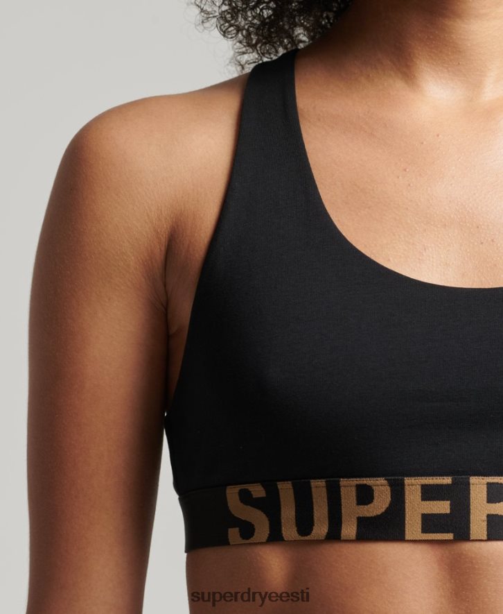 Superdry naised orgaanilisest puuvillast suure logoga crop bralette B2LT46565 Riietus must