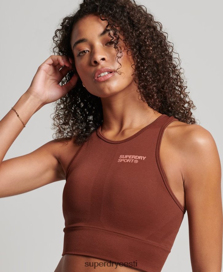 Superdry naised südamikuta õmblusteta kesklöögi rinnahoidja B2LT44184 Riietus pruun