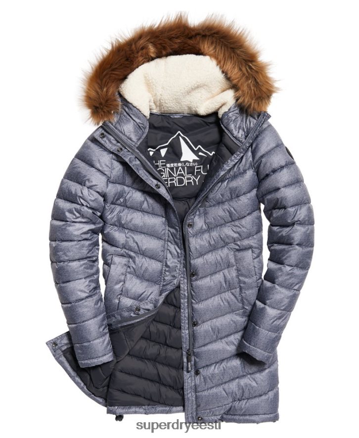 Superdry naised Chevron kunstkarusnahast super fuji jope B2LT43829 Riietus helehall