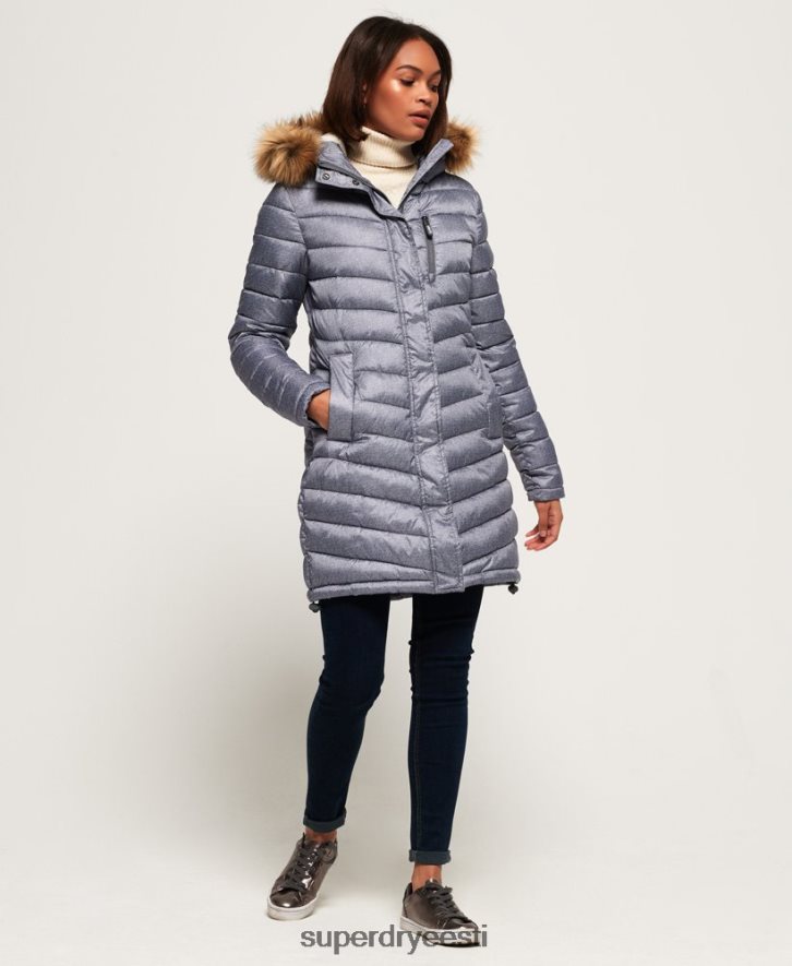 Superdry naised Chevron kunstkarusnahast super fuji jope B2LT43829 Riietus helehall