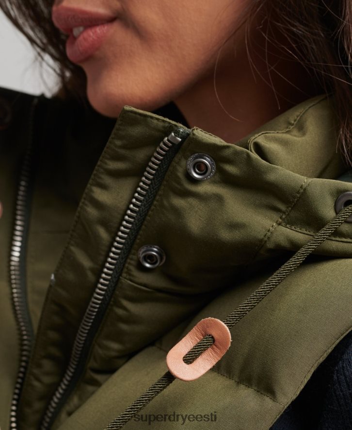 Superdry naised Everest kapuutsiga puhvis särk B2LT43666 Riietus roheline