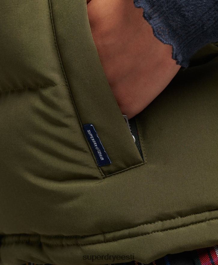 Superdry naised Everest kapuutsiga puhvis särk B2LT43666 Riietus roheline