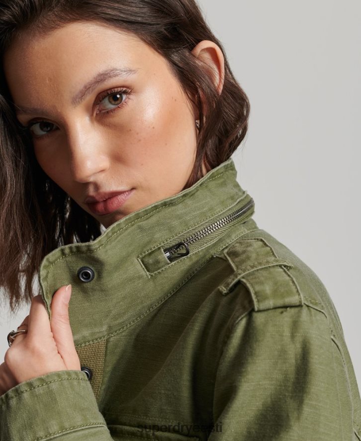 Superdry naised algaja borgi voodriga sõjaväejope B2LT45416 Riietus khaki