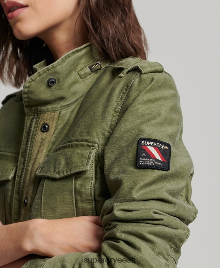 Superdry naised algaja borgi voodriga sõjaväejope B2LT45416 Riietus khaki