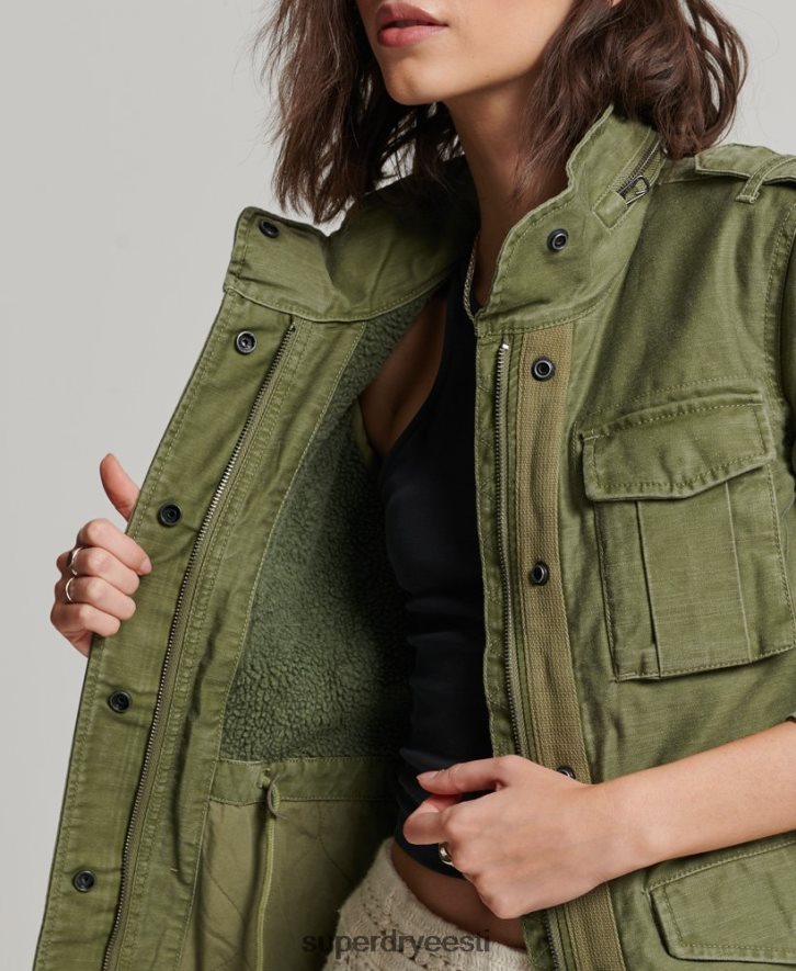 Superdry naised algaja borgi voodriga sõjaväejope B2LT45416 Riietus khaki