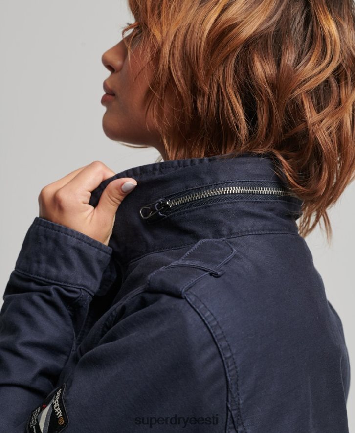 Superdry naised algaja borgi voodriga sõjaväejope B2LT45667 Riietus sinine