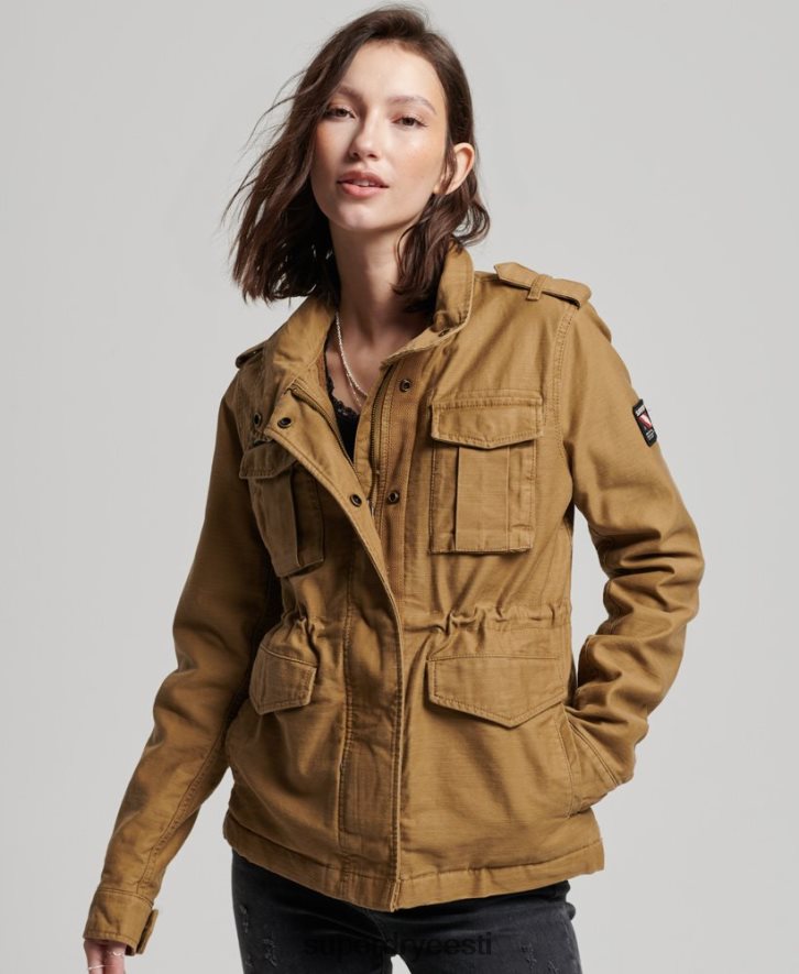 Superdry naised algaja borgi voodriga sõjaväejope B2LT45672 Riietus tan
