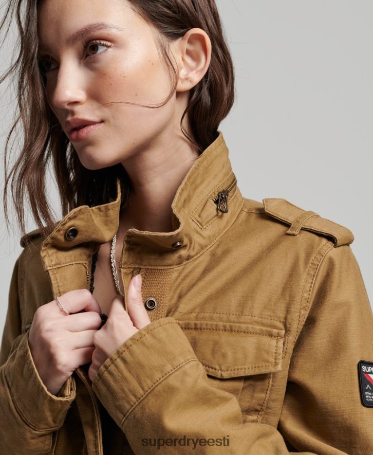 Superdry naised algaja borgi voodriga sõjaväejope B2LT45672 Riietus tan