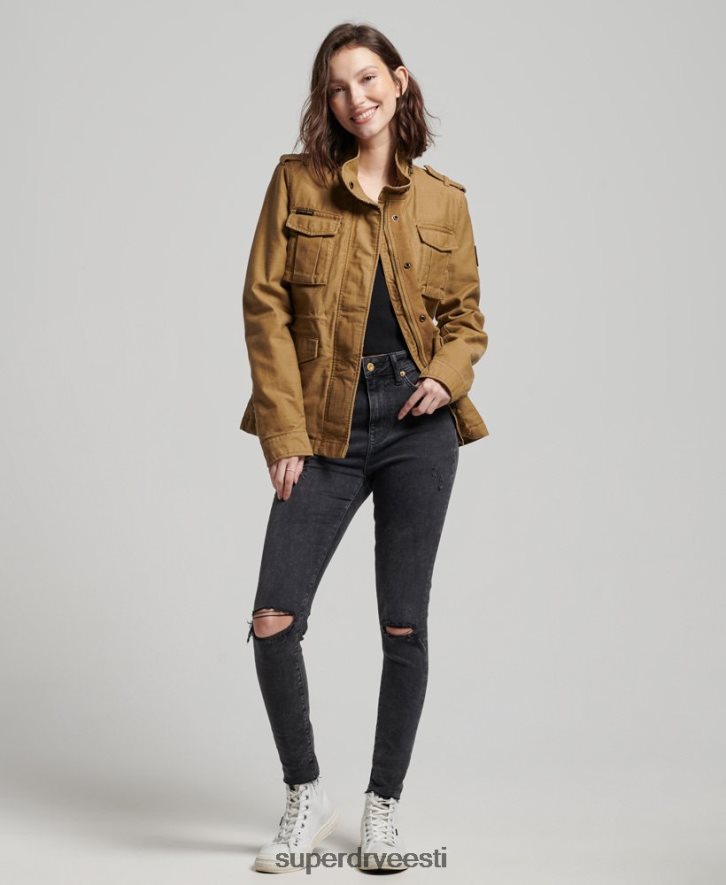 Superdry naised algaja borgi voodriga sõjaväejope B2LT45672 Riietus tan