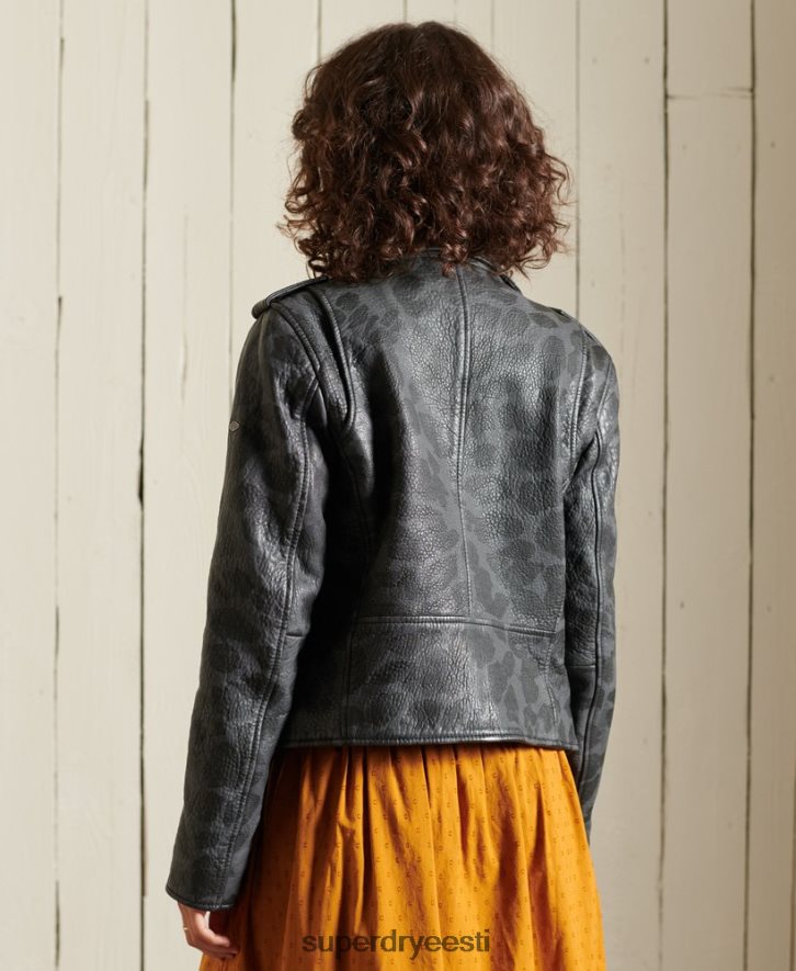 Superdry naised jalas kärbitud nahast biker jope B2LT45697 Riietus must