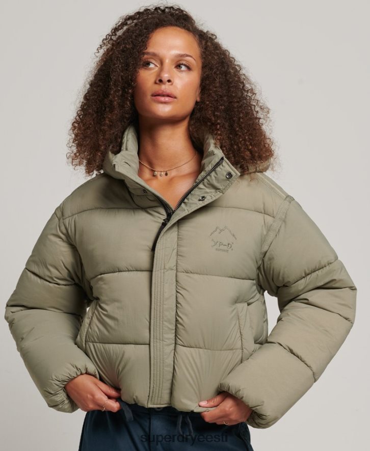 Superdry naised kärbitud kookonist puffjakk B2LT43577 Riietus khaki