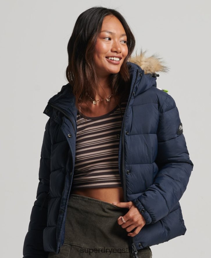 Superdry naised kapuutsiga keskmise kihiga lühike jope B2LT43585 Riietus merevägi