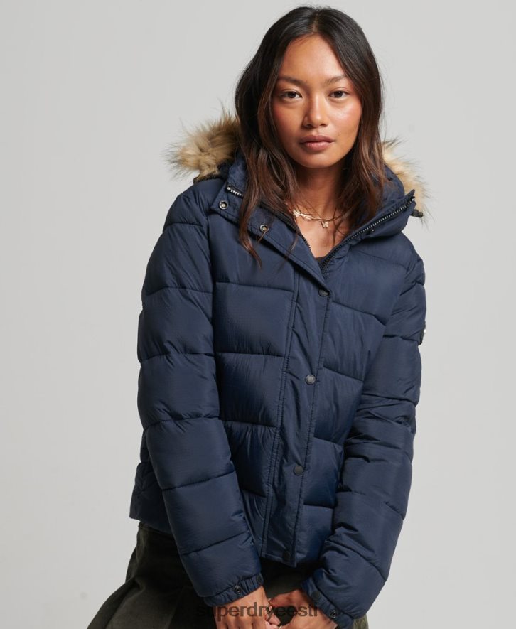 Superdry naised kapuutsiga keskmise kihiga lühike jope B2LT43585 Riietus merevägi