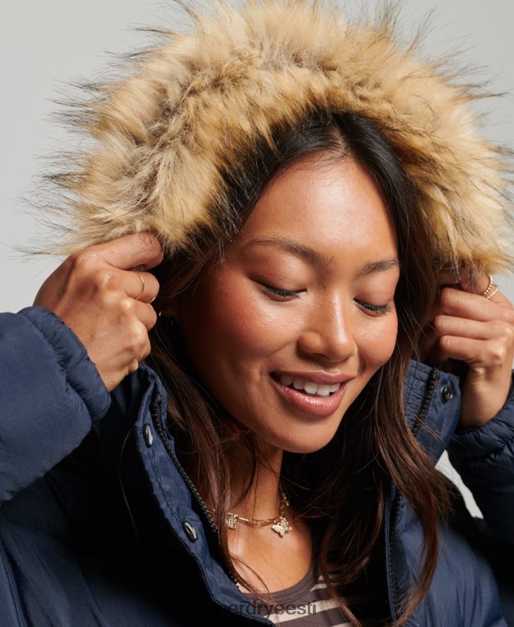 Superdry naised kapuutsiga keskmise kihiga lühike jope B2LT43585 Riietus merevägi