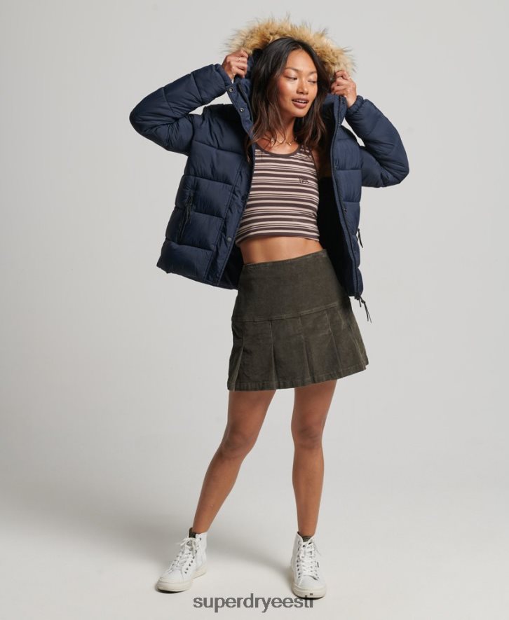 Superdry naised kapuutsiga keskmise kihiga lühike jope B2LT43585 Riietus merevägi