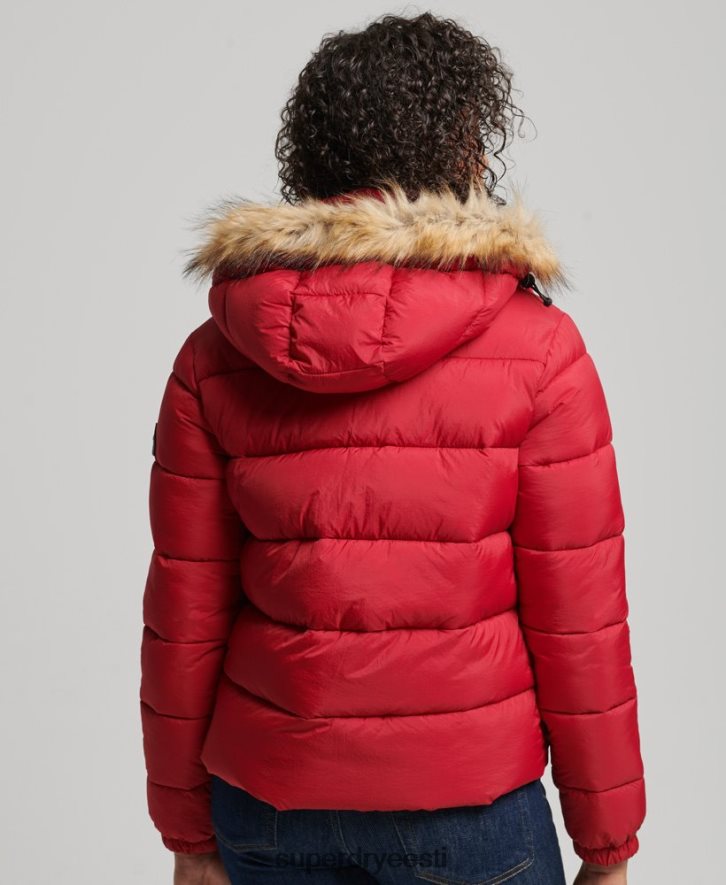 Superdry naised kapuutsiga keskmise kihiga lühike jope B2LT43632 Riietus punane