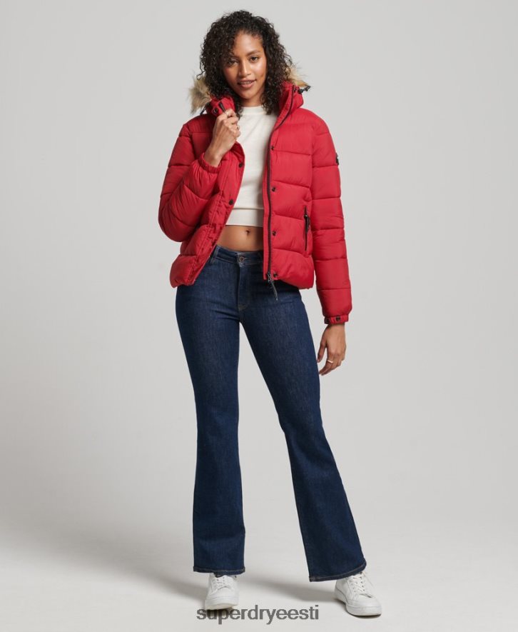 Superdry naised kapuutsiga keskmise kihiga lühike jope B2LT43632 Riietus punane