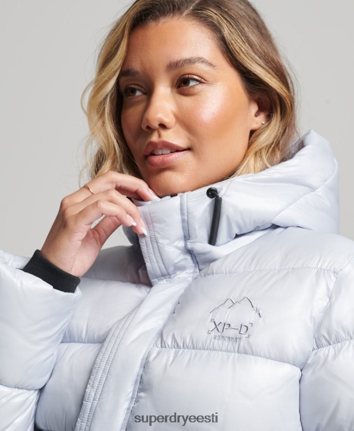 Superdry naised kapuutsiga läikiv spordipuhvis jope B2LT43690 Riietus helesinine