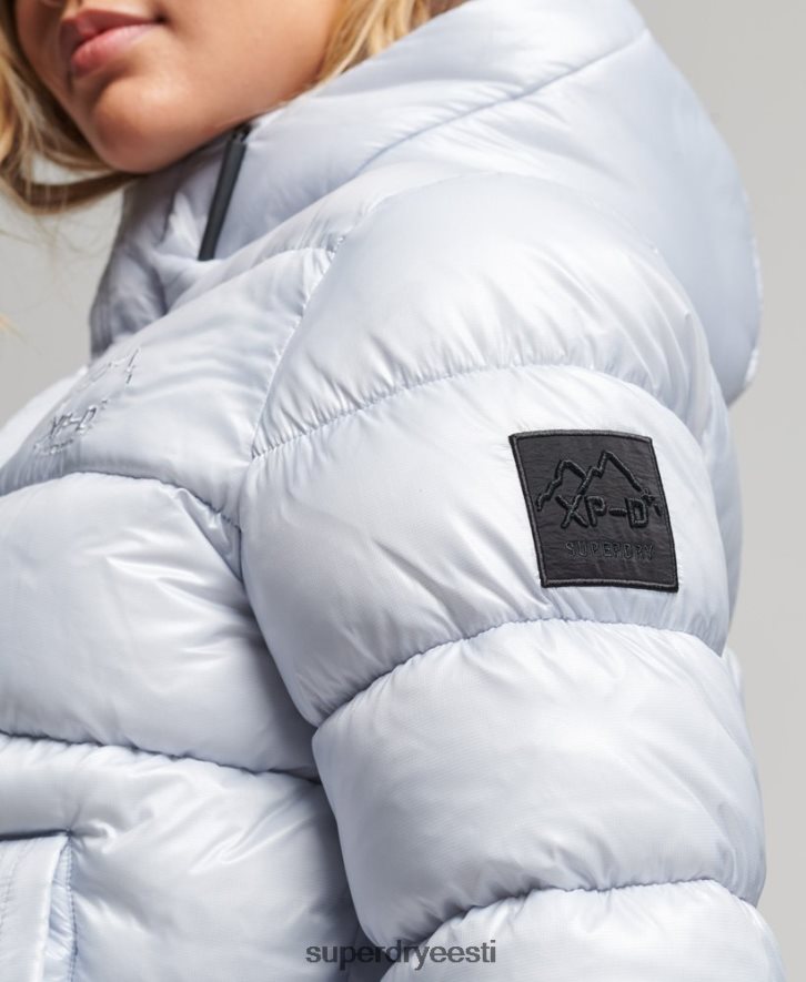 Superdry naised kapuutsiga läikiv spordipuhvis jope B2LT43690 Riietus helesinine