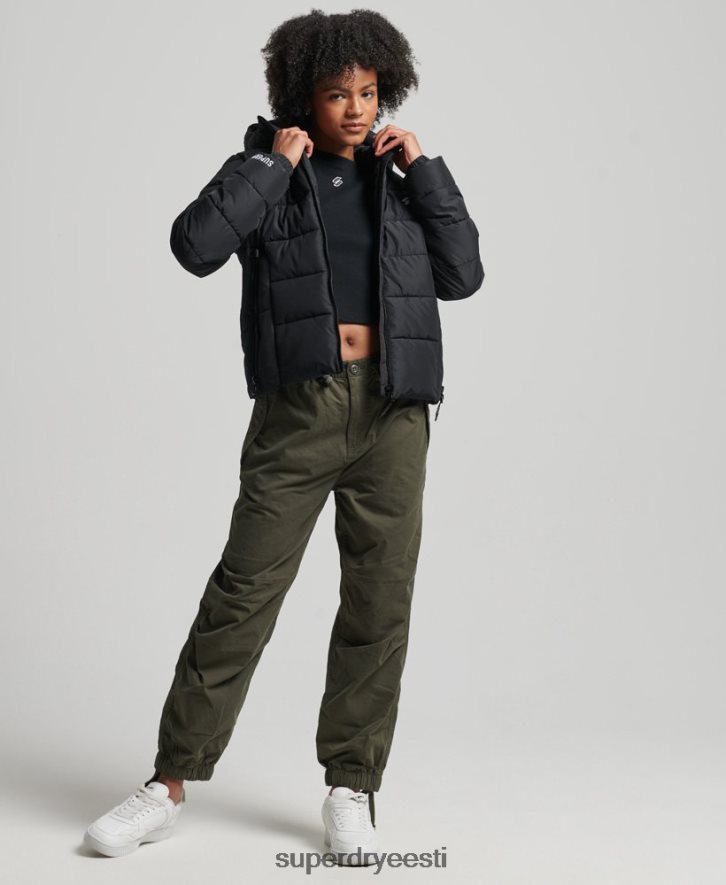 Superdry naised kapuutsiga spirituaalne spordipuhvis jope B2LT43739 Riietus must