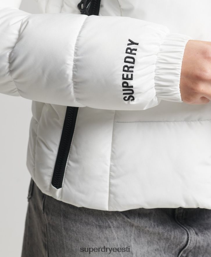 Superdry naised kapuutsiga spirituaalne spordipuhvis jope B2LT43759 Riietus valge