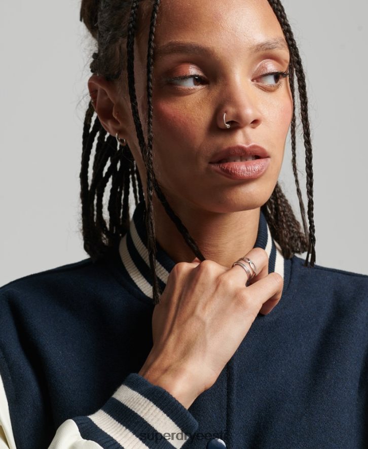 Superdry naised kolledži ülikooli bomber jope B2LT43784 Riietus merevägi