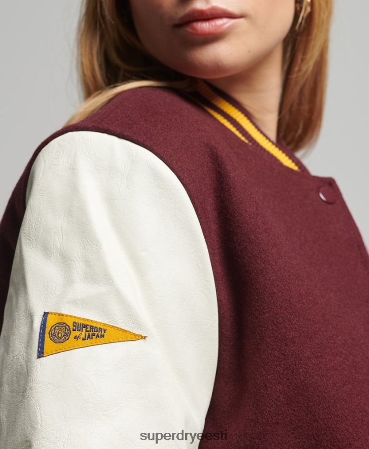 Superdry naised kolledži ülikooli bomber jope B2LT45419 Riietus punane