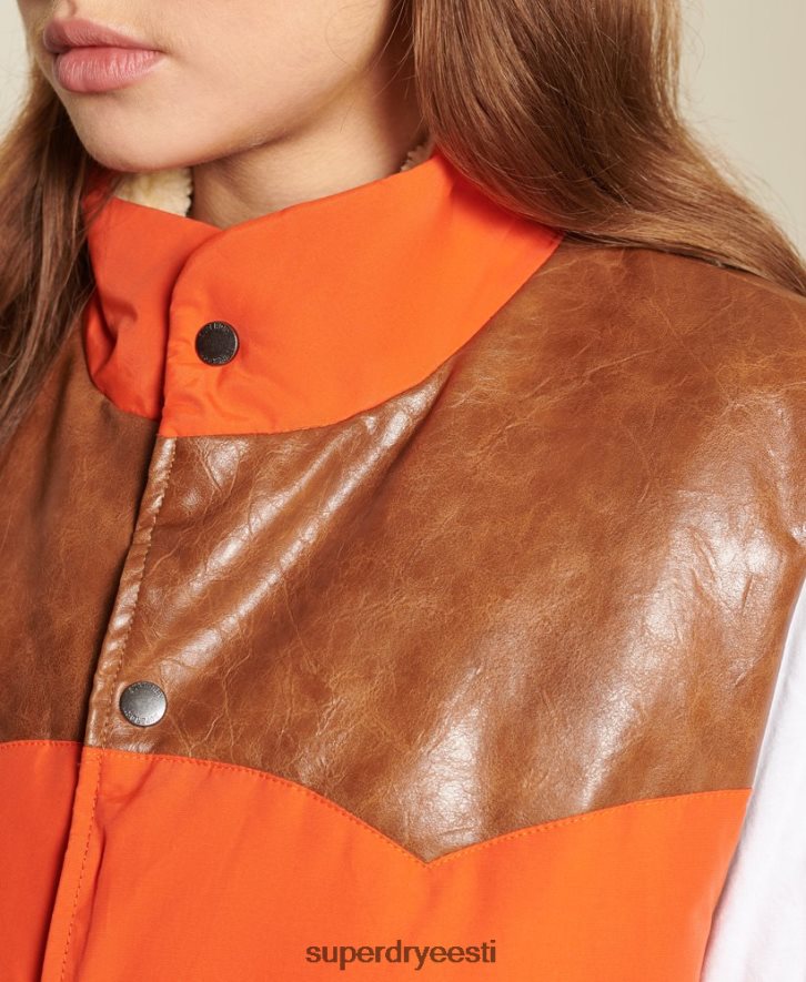 Superdry naised ülegabariidiline nahast segatud kleit B2LT45452 Riietus oranž