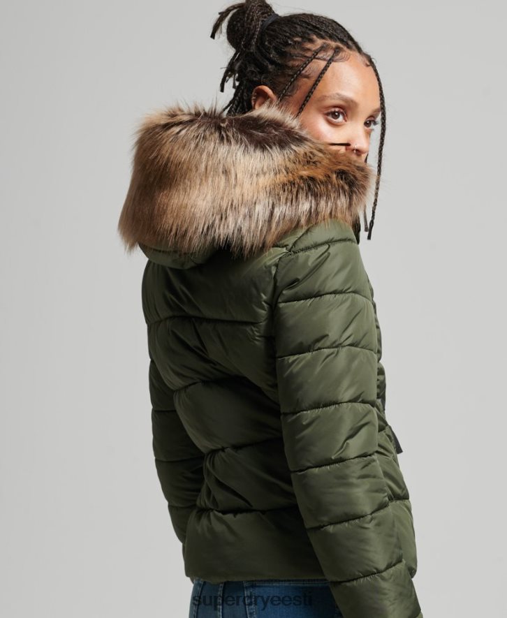 Superdry naised mägi kapuutsiga fuji luxe jope B2LT45558 Riietus khaki