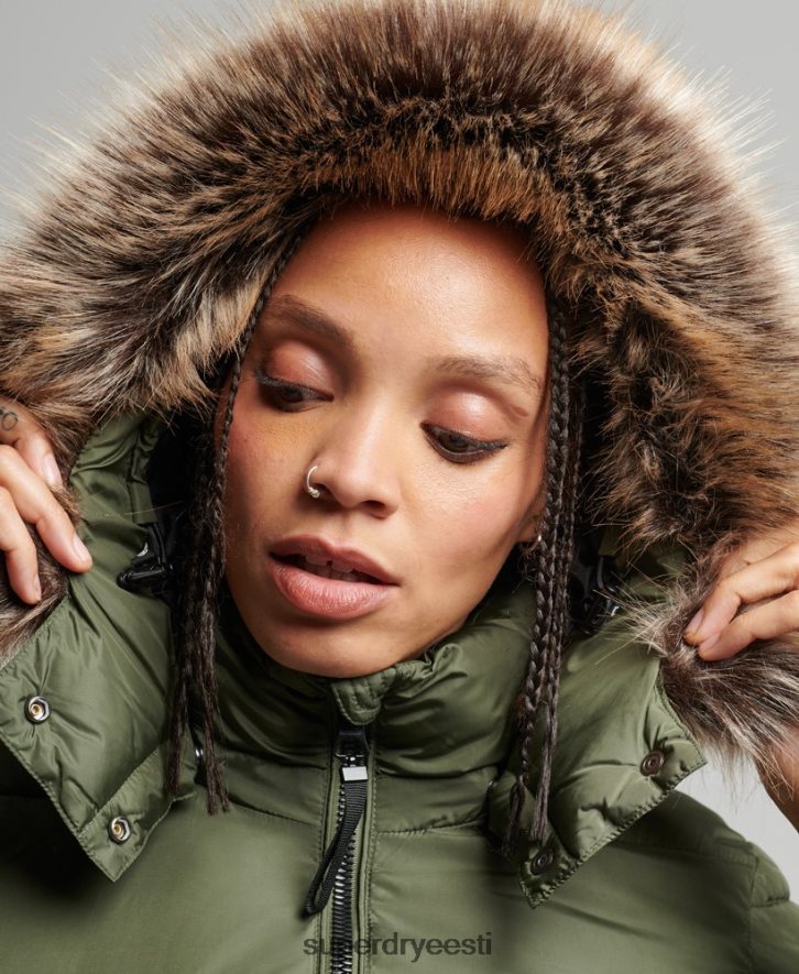 Superdry naised mägi kapuutsiga fuji luxe jope B2LT45558 Riietus khaki