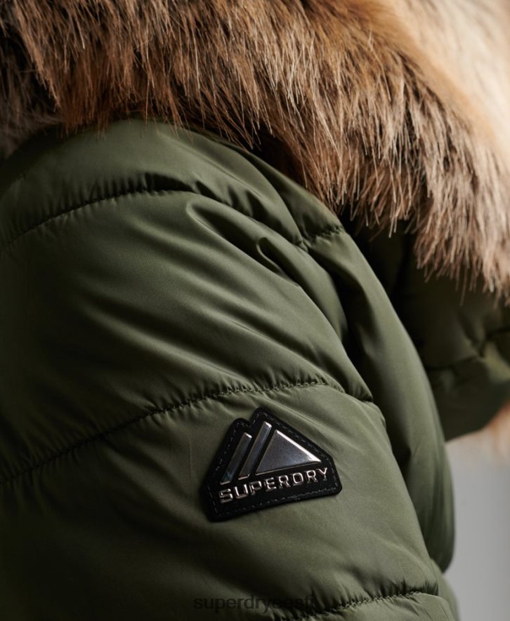 Superdry naised mägi kapuutsiga fuji luxe jope B2LT45558 Riietus khaki