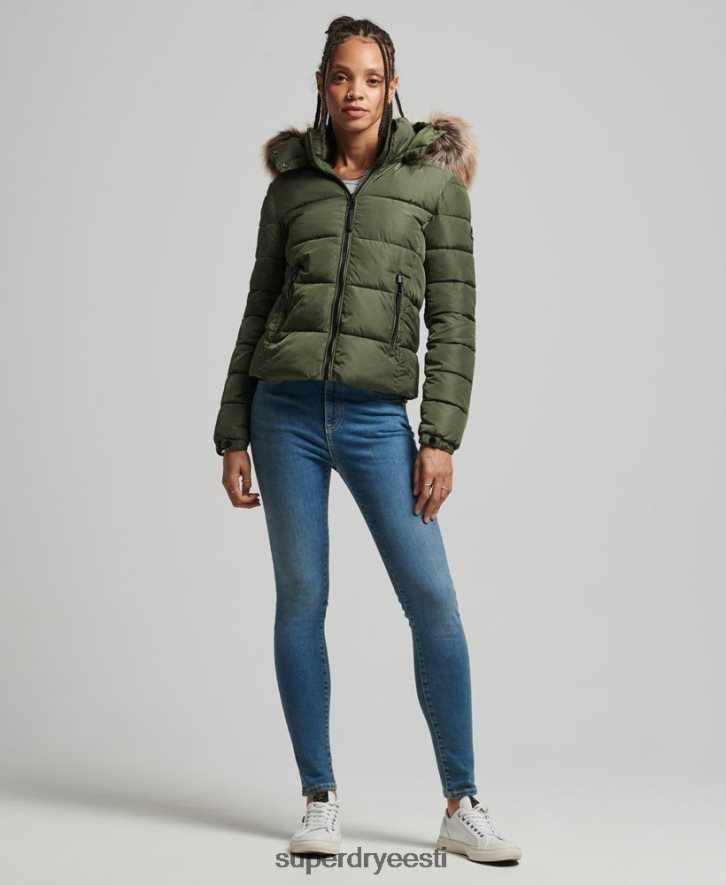 Superdry naised mägi kapuutsiga fuji luxe jope B2LT45558 Riietus khaki