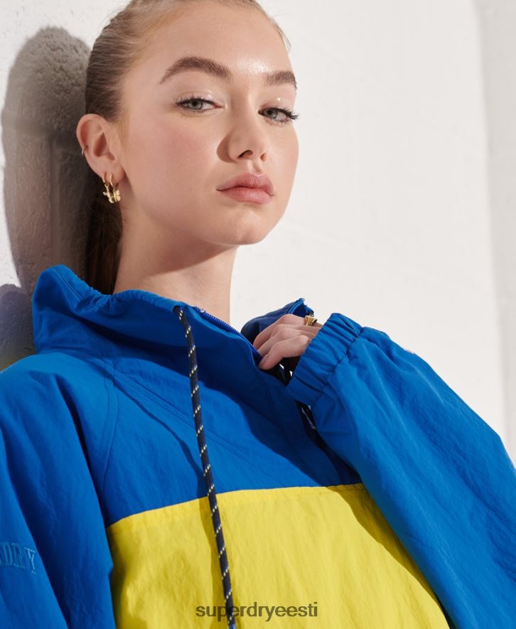 Superdry naised pea kohal kärbitud rööbastee jope B2LT45706 Riietus sinine