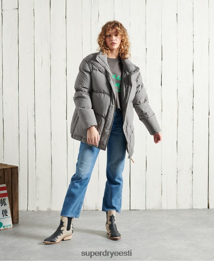 Superdry naised piiratud väljalaskega kuivatuslehtri jope B2LT45696 Riietus hõbedane