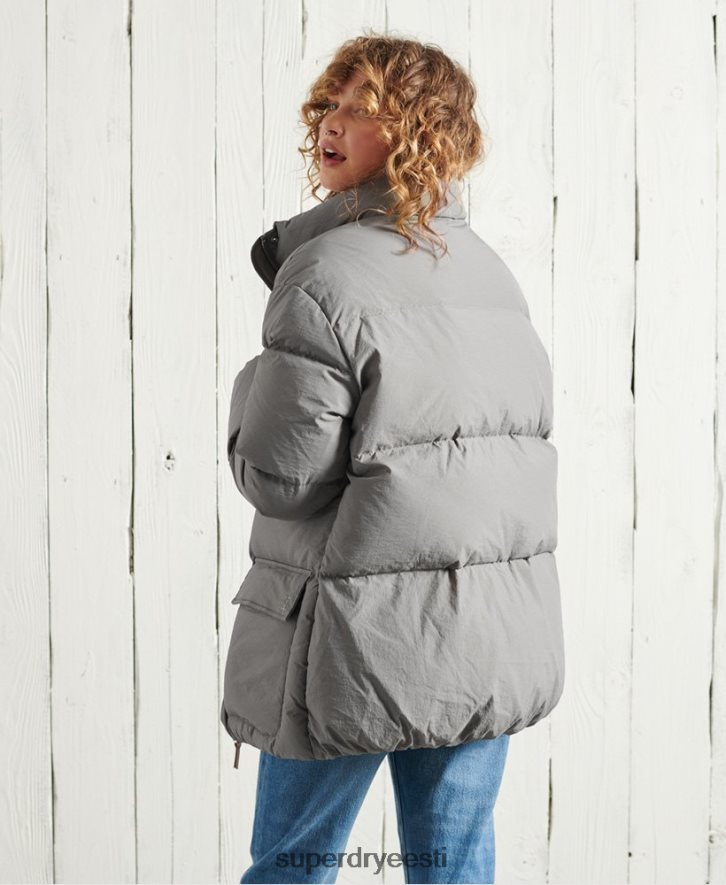 Superdry naised piiratud väljalaskega kuivatuslehtri jope B2LT45696 Riietus hõbedane