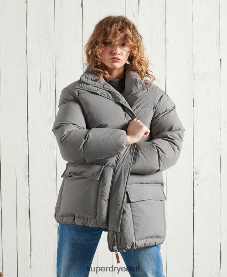 Superdry naised piiratud väljalaskega kuivatuslehtri jope B2LT45696 Riietus hõbedane