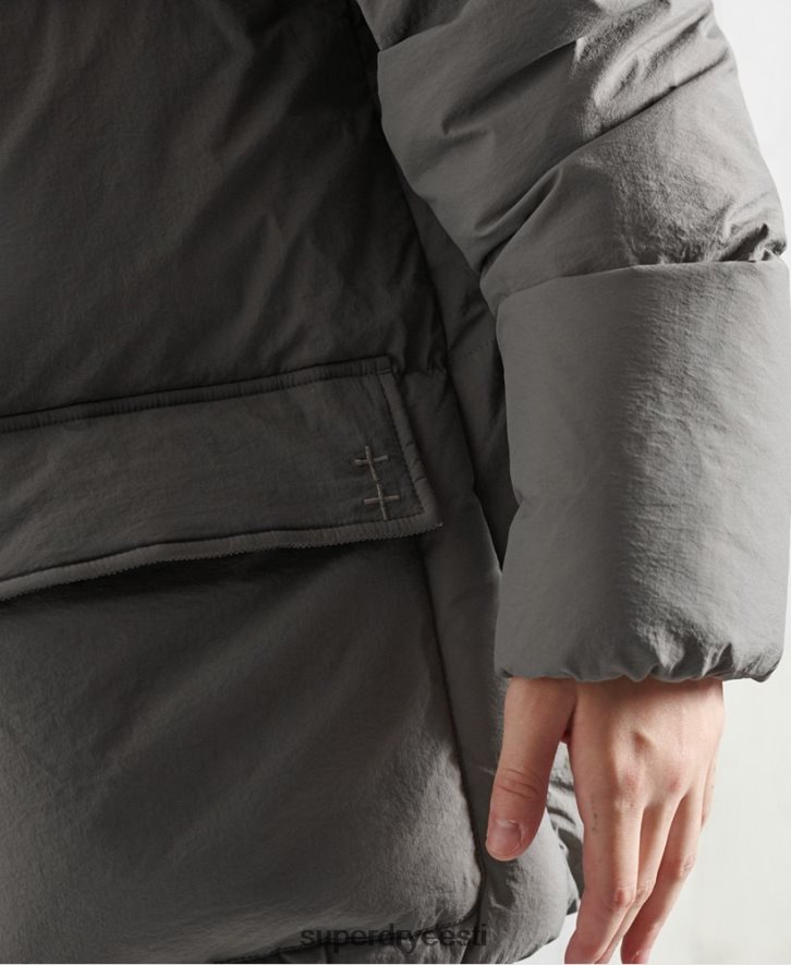 Superdry naised piiratud väljalaskega kuivatuslehtri jope B2LT45696 Riietus hõbedane