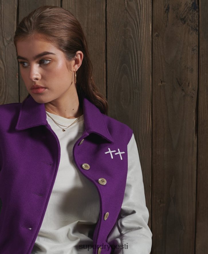 Superdry naised piiratud väljalaskega kuivnahast ülikoolijope B2LT45664 Riietus lilla