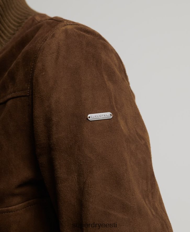 Superdry naised studios kootud kraega seemisnahast bomber jope B2LT43700 Riietus tan