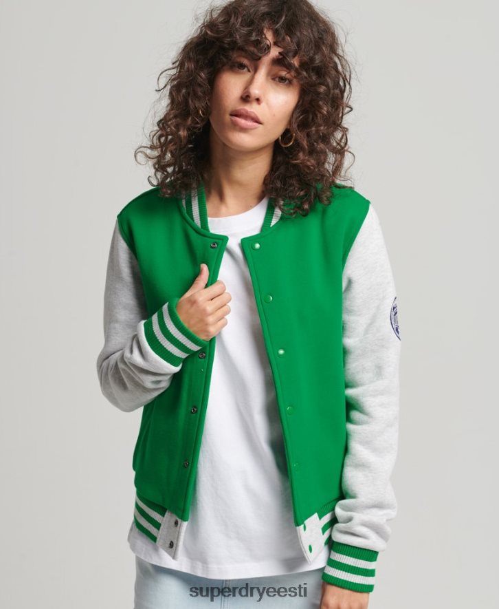 Superdry naised vintage ülikooli jersey bomber jope B2LT45943 Riietus roheline