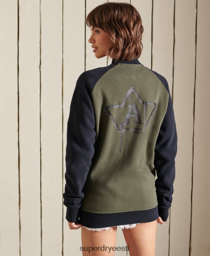 Superdry naised vintage ülisuured jersey bomber jakid B2LT46040 Riietus roheline