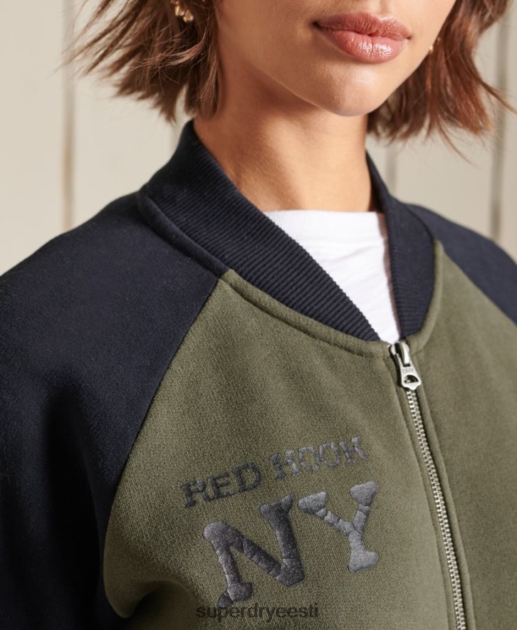 Superdry naised vintage ülisuured jersey bomber jakid B2LT46040 Riietus roheline