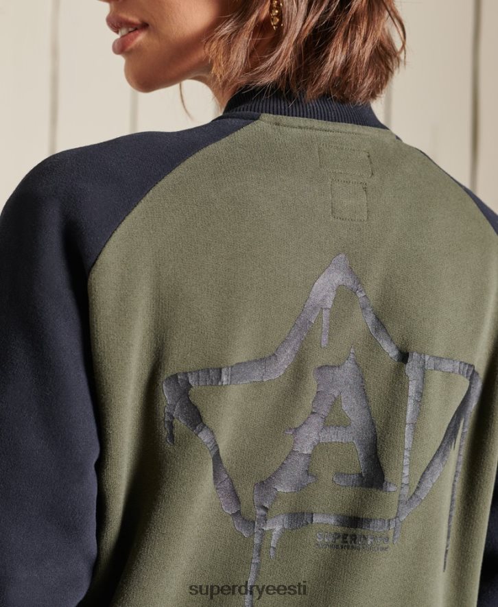 Superdry naised vintage ülisuured jersey bomber jakid B2LT46040 Riietus roheline